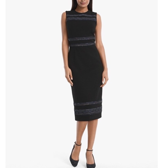 WHBM Body Perfecting Tweed Inset Sheath Dress Sz 0 - Picture 1 of 7